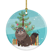 Load image into Gallery viewer, Siberian Cat Merry Christmas Tree Ornament - Round Ceramic Ornament – Artist-Designed Keepsake Decoration BB4430CO1