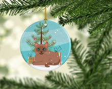 Load image into Gallery viewer, Tonkinese Cat Merry Christmas Tree Ornament - Round Ceramic Ornament – Artist-Designed Keepsake Decoration BB4433CO1