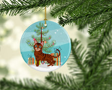Load image into Gallery viewer, Toyger Cat Merry Christmas Tree Ornament - Round Ceramic Ornament – Artist-Designed Keepsake Decoration BB4434CO1