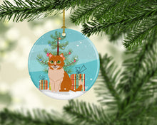 Load image into Gallery viewer, Merry Christmas Tree Ural Rex Cat Ornament - Round Ceramic Ornament – Artist-Designed Keepsake Decoration BB4435CO1