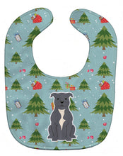 Load image into Gallery viewer, Christmas Staffordshire Bull Terrier Blue Baby Bib BB4706BIB