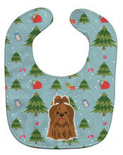 Load image into Gallery viewer, Christmas Shih Tzu Silver Chocolate Baby Bib BB4746BIB