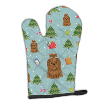 Load image into Gallery viewer, Christmas Shih Tzu Silver Chocolate Oven Mitt BB4746OVMT