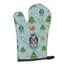 Load image into Gallery viewer, Christmas Shih Tzu Black Silver Oven Mitt BB4749OVMT