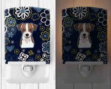 Load image into Gallery viewer, Blue Flowers Jack Russell Terrier Ceramic Night Light BB5053CNL