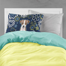 Load image into Gallery viewer, Blue Flowers Jack Russell Terrier Fabric Standard Pillowcase – Artistic Decorative Front, White Back BB5053PILLOWCASE