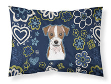 Load image into Gallery viewer, Blue Flowers Jack Russell Terrier Fabric Standard Pillowcase – Artistic Decorative Front, White Back BB5053PILLOWCASE