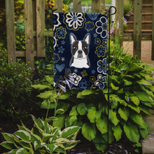 Load image into Gallery viewer, Blue Flowers Boston Terrier Garden Flag - Outdoor Decorative Yard Flag