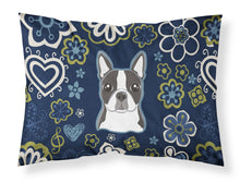 Load image into Gallery viewer, Blue Flowers Boston Terrier Fabric Standard Pillowcase – Artistic Decorative Front, White Back BB5054PILLOWCASE