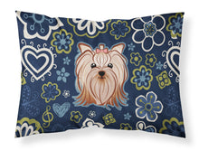 Load image into Gallery viewer, Blue Flowers Yorkie Yorkishire Terrier Fabric Standard Pillowcase – Artistic Decorative Front, White Back BB5055PILLOWCASE