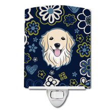Load image into Gallery viewer, Blue Flowers Golden Retriever Ceramic Night Light BB5056CNL