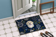 Load image into Gallery viewer, Blue Flowers Golden Retriever Doormat - 24x36 Decorative Floor Mat – Indoor/Outdoor Rug with Artistic Flair BB5056JMAT