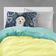 Load image into Gallery viewer, Blue Flowers Golden Retriever Fabric Standard Pillowcase – Artistic Decorative Front, White Back BB5056PILLOWCASE