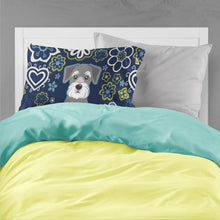 Load image into Gallery viewer, Blue Flowers Schnauzer Fabric Standard Pillowcase – Artistic Decorative Front, White Back BB5057PILLOWCASE