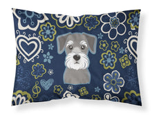 Load image into Gallery viewer, Blue Flowers Schnauzer Fabric Standard Pillowcase – Artistic Decorative Front, White Back BB5057PILLOWCASE