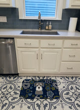 Load image into Gallery viewer, Blue Flowers Schnauzer Machine Washable Memory Foam Mat BB5057RUG