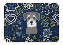 Load image into Gallery viewer, Blue Flowers Schnauzer Machine Washable Memory Foam Mat BB5057RUG