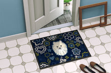 Load image into Gallery viewer, Blue Flowers Pomeranian Doormat - 18x27 Decorative Floor Mat – Indoor/Outdoor Rug with Artistic Flair BB5058MAT