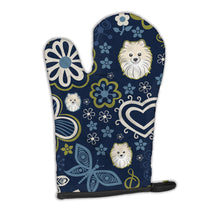 Load image into Gallery viewer, Blue Flowers Pomeranian Oven Mitt BB5058OVMT