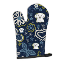 Load image into Gallery viewer, Blue Flowers Maltese Oven Mitt BB5059OVMT