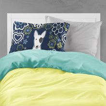 Load image into Gallery viewer, Blue Flowers Bull Terrier Fabric Standard Pillowcase – Artistic Decorative Front, White Back BB5060PILLOWCASE