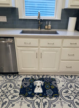 Load image into Gallery viewer, Blue Flowers Dalmatian Machine Washable Memory Foam Mat BB5061RUG