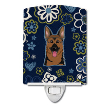 Load image into Gallery viewer, Blue Flowers German Shepherd Ceramic Night Light BB5062CNL