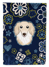 Load image into Gallery viewer, Blue Flowers Longhair Creme Dachshund Garden Flag - Outdoor Decorative Yard Flag BB5063GF