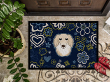Load image into Gallery viewer, Blue Flowers Longhair Creme Dachshund Doormat - 18x27 Decorative Floor Mat – Indoor/Outdoor Rug with Artistic Flair BB5063MAT