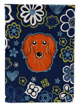 Load image into Gallery viewer, Blue Flowers Longhair Red Dachshund Garden Flag - Outdoor Decorative Yard Flag BB5065GF