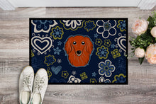 Load image into Gallery viewer, Blue Flowers Longhair Red Dachshund Doormat - 24x36 Decorative Floor Mat – Indoor/Outdoor Rug with Artistic Flair BB5065JMAT