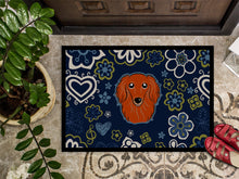 Load image into Gallery viewer, Blue Flowers Longhair Red Dachshund Doormat - 24x36 Decorative Floor Mat – Indoor/Outdoor Rug with Artistic Flair BB5065JMAT