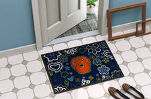 Load image into Gallery viewer, Blue Flowers Longhair Red Dachshund Doormat - 24x36 Decorative Floor Mat – Indoor/Outdoor Rug with Artistic Flair BB5065JMAT