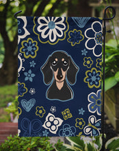 Load image into Gallery viewer, Blue Flowers Smooth Black and Tan Dachshund Garden Flag - Outdoor Decorative Yard Flag BB5066GF