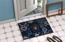 Load image into Gallery viewer, Blue Flowers Smooth Black and Tan Dachshund Doormat - 18x27 Decorative Floor Mat – Indoor/Outdoor Rug with Artistic Flair BB5066MAT
