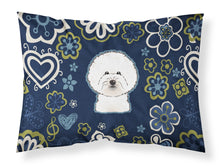 Load image into Gallery viewer, Blue Flowers Bichon Frise Fabric Standard Pillowcase – Artistic Decorative Front, White Back BB5068PILLOWCASE