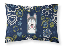 Load image into Gallery viewer, Blue Flowers Alaskan Malamute Fabric Standard Pillowcase – Artistic Decorative Front, White Back BB5069PILLOWCASE