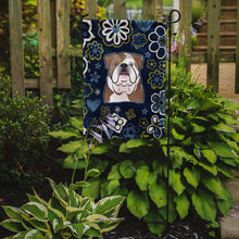 Load image into Gallery viewer, Blue Flowers English Bulldog Garden Flag - Outdoor Decorative Yard Flag