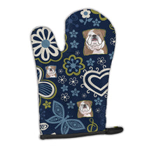 Load image into Gallery viewer, Blue Flowers English Bulldog  Oven Mitt BB5070OVMT