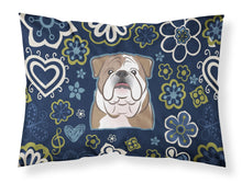 Load image into Gallery viewer, Blue Flowers English Bulldog  Fabric Standard Pillowcase – Artistic Decorative Front, White Back BB5070PILLOWCASE