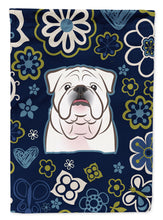 Load image into Gallery viewer, Blue Flowers White English Bulldog  Garden Flag - Outdoor Decorative Yard Flag BB5071GF
