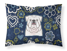 Load image into Gallery viewer, Blue Flowers White English Bulldog  Fabric Standard Pillowcase – Artistic Decorative Front, White Back BB5071PILLOWCASE