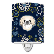 Load image into Gallery viewer, Blue Flowers Pekingese Ceramic Night Light BB5072CNL