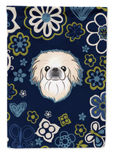Load image into Gallery viewer, Blue Flowers Pekingese Garden Flag - Outdoor Decorative Yard Flag