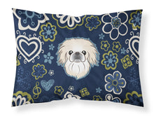 Load image into Gallery viewer, Blue Flowers Pekingese Fabric Standard Pillowcase – Artistic Decorative Front, White Back BB5072PILLOWCASE