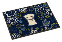 Load image into Gallery viewer, Blue Flowers Yellow Labrador Doormat - 24x36 Decorative Floor Mat – Indoor/Outdoor Rug with Artistic Flair BB5073JMAT