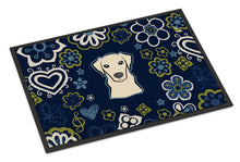 Load image into Gallery viewer, Blue Flowers Yellow Labrador Doormat - 18x27 Decorative Floor Mat – Indoor/Outdoor Rug with Artistic Flair BB5073MAT
