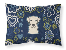 Load image into Gallery viewer, Blue Flowers Yellow Labrador Fabric Standard Pillowcase – Artistic Decorative Front, White Back BB5073PILLOWCASE