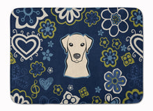 Load image into Gallery viewer, Blue Flowers Yellow Labrador Machine Washable Memory Foam Mat BB5073RUG