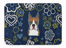 Load image into Gallery viewer, Blue Flowers Boxer Machine Washable Memory Foam Mat BB5074RUG